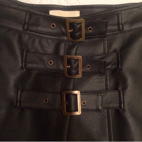 TULLE BLACK FAUX LEATHER SKIRT - Picture 2 of 3